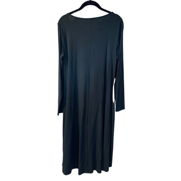 Eileen Fisher Midi Dress Size S Blue Viscose Spandex Stretch High Low Minimalist - Picture 2 of 6